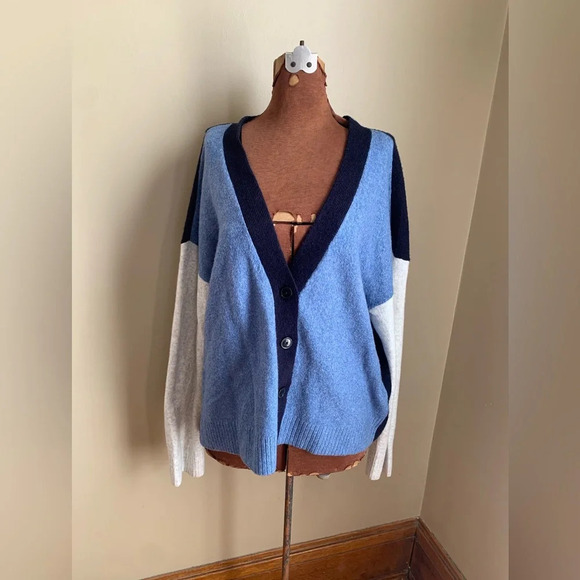 Talbots cardigan sweater, colorblock button up sweater - Picture 1 of 7